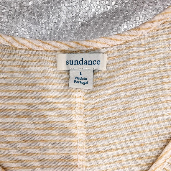 🚨Sundance Womens Size Large 100% Linen V-Neck Tee Shirt Short Sleeves Pullover - Picture 5 of 6